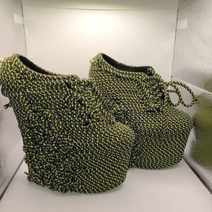 Laurence and Chico Wearable Art Runway One of a kind Platform Laced shoes